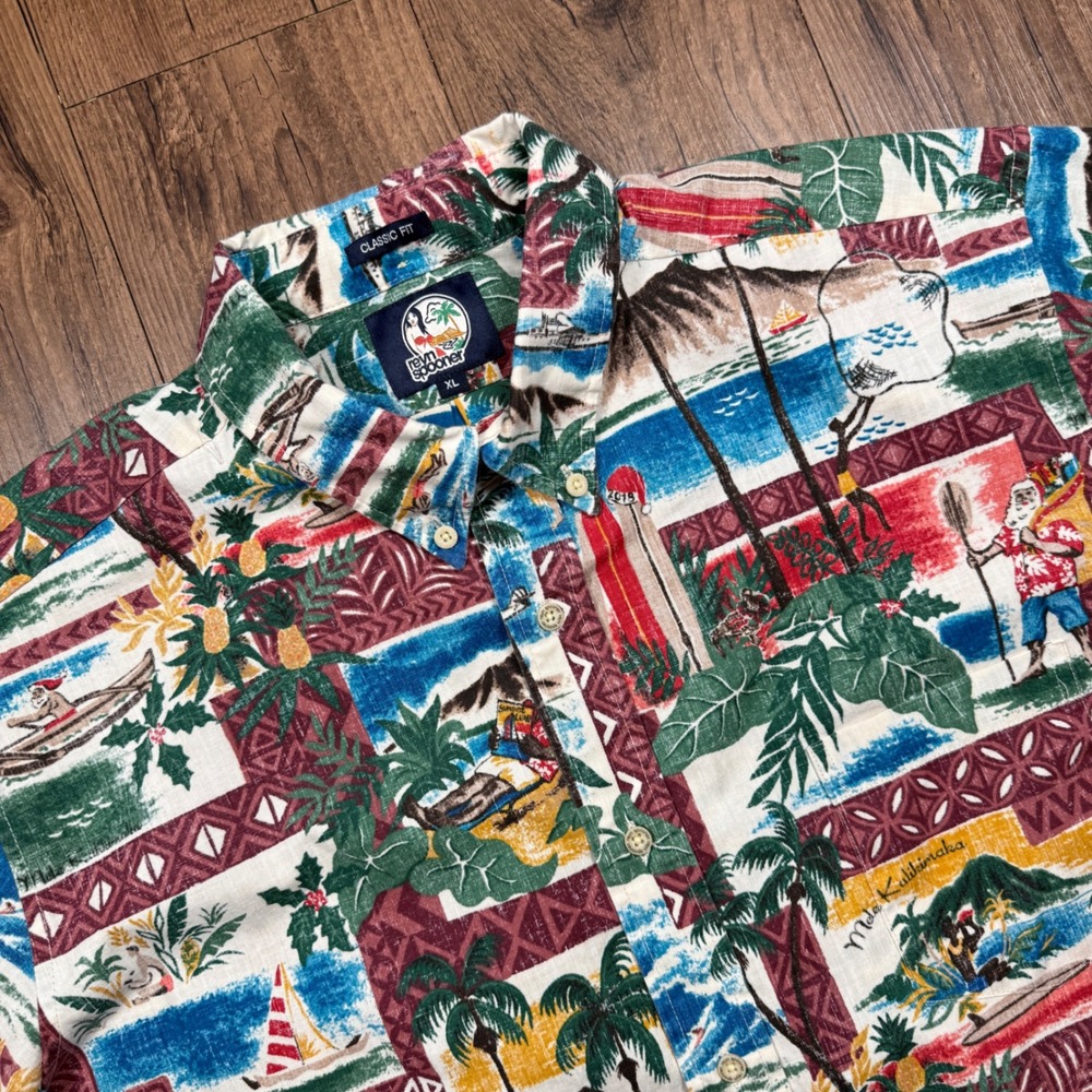 Reyn Spooner Mele Kalikimaka Christmas Hawaiian Shirt Mens XL Red Classic Fit